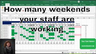 Determine how many weekends your staff are working in Excel