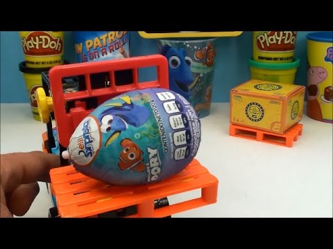 Finding Dory Surprise Chocolate Eggs Pororo 뽀롱뽀롱 뽀로로 Forklift Fun Huevos Sorpresa Video