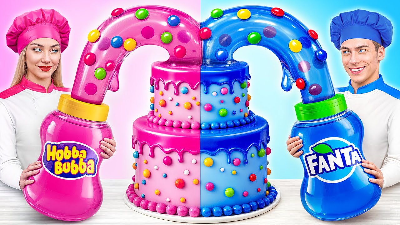 ピンク VS ブルー ケーキの装飾の挑戦 | 男子 vs 女子 Multi DO Smile