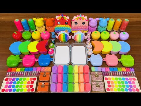 RAINBOW vs PASTEL !!! Mixing random into GLOSSY slime!!!Satisfying Video #289