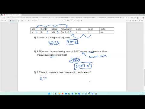 Topic 37 #7 - 8 metric conversion of area & volume