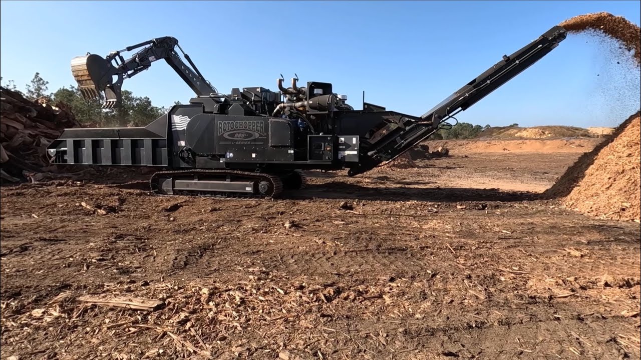 1,200 hp and 92,000 lbs eating stumps and trees