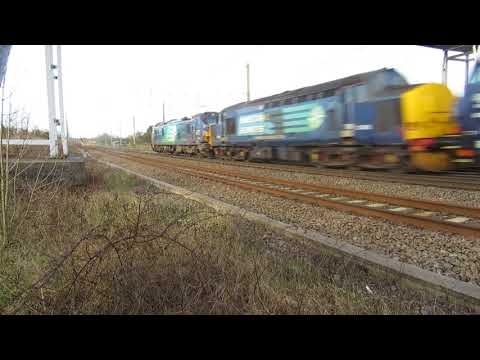 DRS Convoy: 88001 tows 37405 and 88002 on 0K27 through Balshaw Lane Jn 13/03/18.