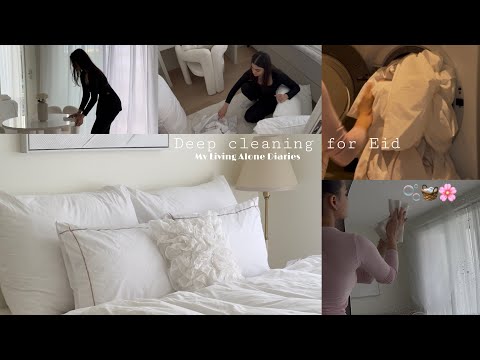My Living Alone Diaries | A Day In My Life, Deep cleaning for Eid 🫧🧺🌸🌙