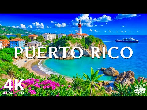 Puerto Rico 4K UHD - Aerial Views of Crystal-Clear Waters, Colorful Streets | Relaxing Sounds Nature