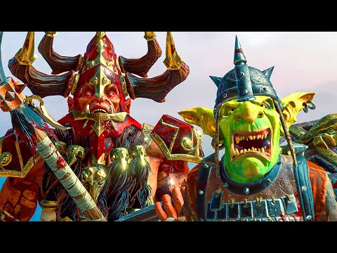 CHAOS DWARFS vs BRETONNIA - Massive Warhammer TotalWar battle