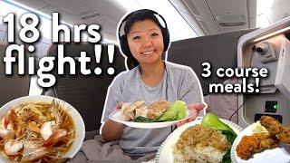 Singapore Airlines BUSINESS CLASS FOOD Review ✈️ Bali to New York (Layover in Singapore)