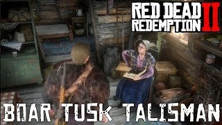Red Dead Redemption 2 - Boar Tusk Talisman - Cobalt Petrified Wood - Gold Earrings
