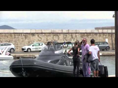 EXCLUSIVE: Christian Audigier, girlfriend Natalie Sorensen and friend walk in Saint Tropez