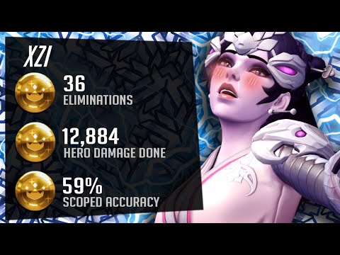 Dallas Fuel XZI Pro Widow Gameplay - Overwatch Season 27 Top 500