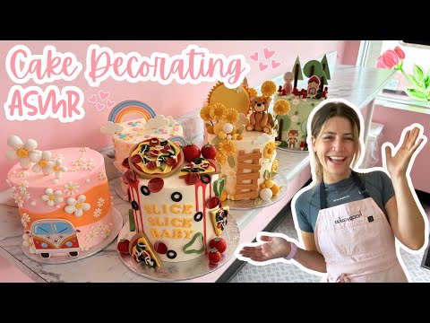 Satisfying Cake Decorating ASMR | Decorate Custom Cakes With Me!! | [No Talking] [No Music]