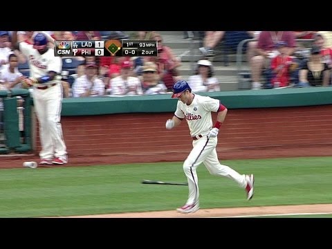 LAD@PHI: Utley takes ball four on a 3-2 pitch
