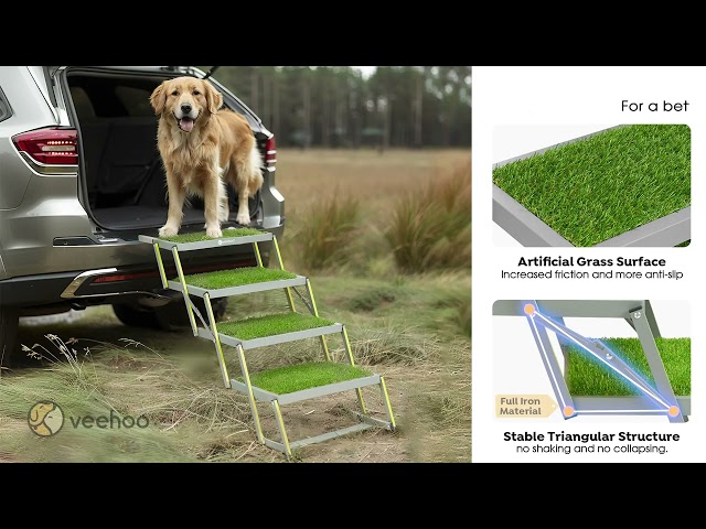Veehoo Foldable Outdoor Dog Steps for Cars and SUV