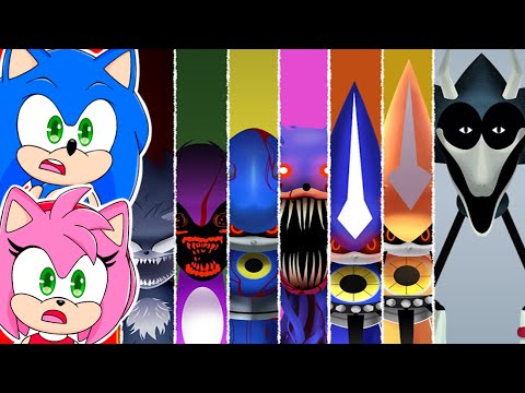 Sonic & Amy watch Sonic EXE Phase 1 VS Phase 2 VS Phase 3-6 VS Phase 7-18 Incredibox Sprunki
