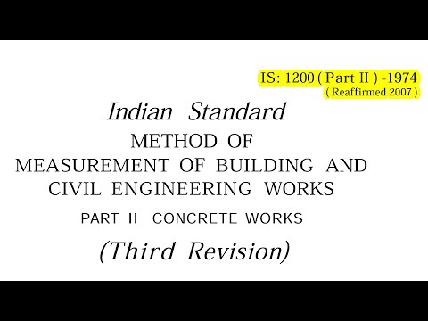 IS 1200 Part 2 - Mode of Measurement of Concrete Works for Billing Video