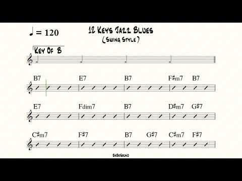 12 Keys Jazz Blues Backing Track For Bass (Swing Style)