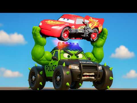 Lightning Mcqueen Epic Escape From Hulk Police! | Lightning Mcqueen vs Police Car Hulk