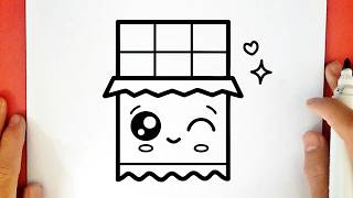 Como desenhar uma BARRA DE CHOCOLATE KAWAII