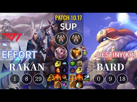 T1 Effort Rakan vs Destiny(KR) Bard Sup - KR Patch 10.17