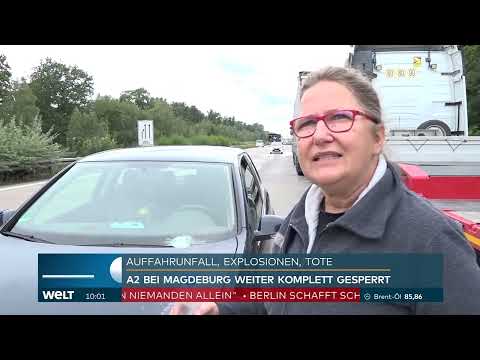 Schwerer Unfall auf der Autobahn A2 - Explosionen von Lachgasflaschen - 2 Tote LKW Fahrer