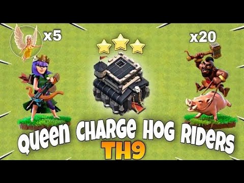 TH9 QUEEN WALK MAX HOGS STREAGY — CLASH OF CLANS