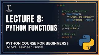 Lecture 8 : Functions(part-1) | By Md Taskheer Kamal
