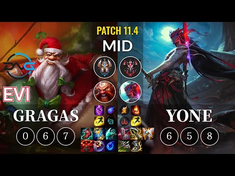 DFM Evi Gragas vs Yone Mid - KR Patch 11.4