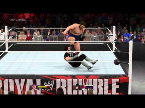 Taker chokeslams giant out of ring