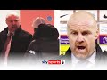 Sean Dyche reacts to his heated clash with Jurgen Klopp at half-time