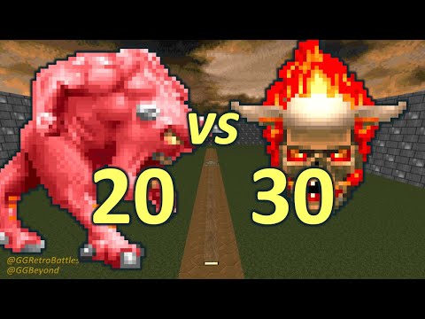 20 Demons vs 30 Lost Souls - Monster Infighting - Doom Retro Battles