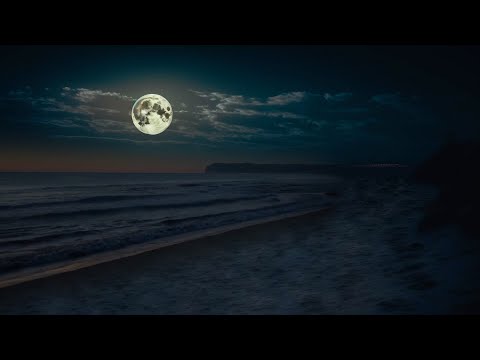 Fall Asleep On A Full Moon Night With Calming Wave Sounds - 10 Hours  of Deep Sleeping - ASMR Sounds
