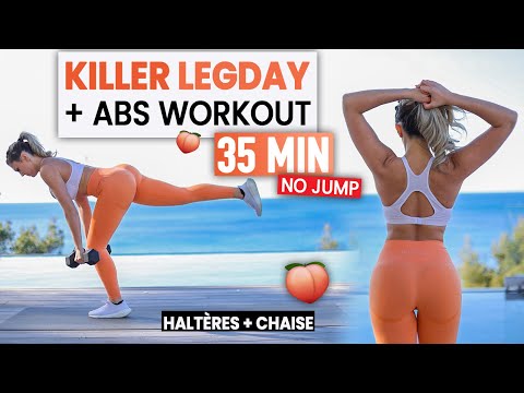 35 MIN KILLER LEGDAY + ABS WORKOUT - No jump - Justine GALLICE #OZE5
