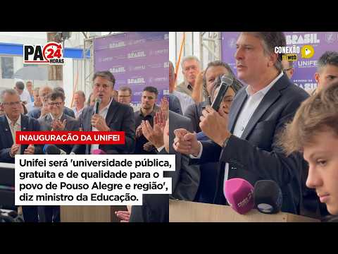 Vídeo: Unifei será 'universidade pública, gratuita e de qualidade para o povo de Pouso Alegre e região', diz ministro da Educação.
