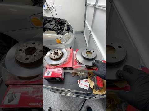 Always compare old brake pads & rotors to the new Brembo set before install #diy #autorepair #brakes