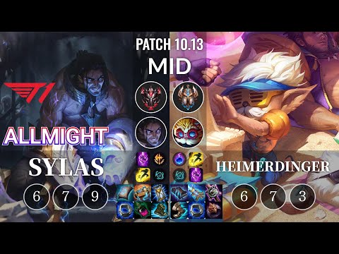 T1 Allmight Sylas vs Heimerdinger Mid - KR Patch 10.13