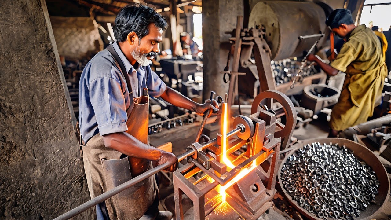 1850s Style How Millions of Engine Nut Bolts made from iron bars