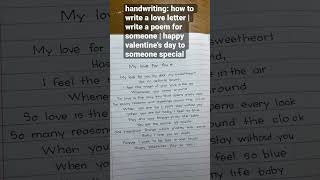 handwriting: how write a love letter | write a poem for someone | happy valentine