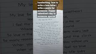 handwriting: how write a love letter | write a poem for someone | happy valentine&#39;s day to someone