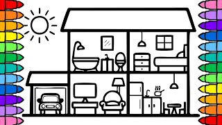 Miniature House Drawing, Painting, Coloring For Kids and Toddlers | House Coloring Pages