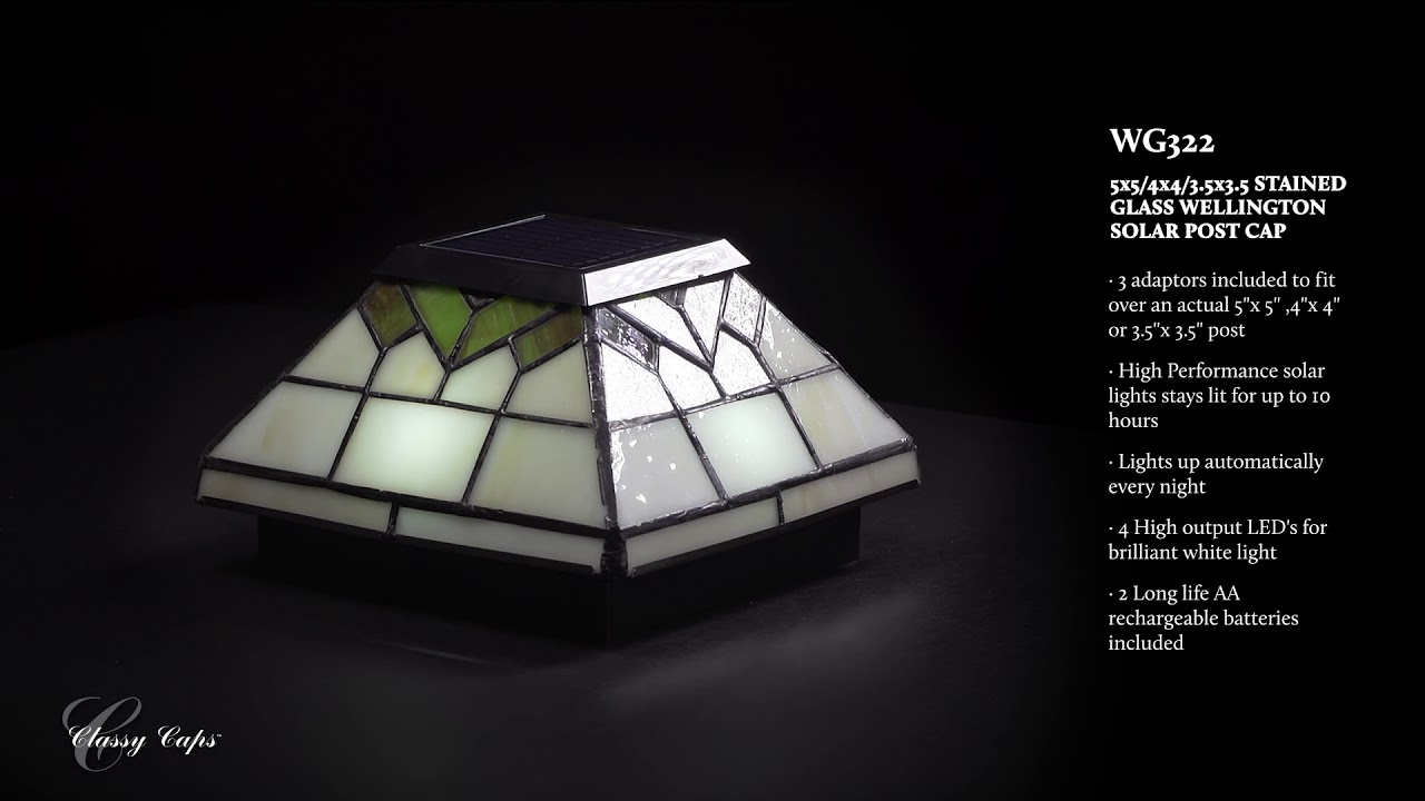 Video 1 Watch A Video About the Wellington Stained Glass Outdoor LED Solar Post Cap