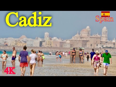 CADIZ, SPAIN 🇪🇸 4K WALKING TOUR, BEAUTIFUL CADIZ BEACH 🏖️