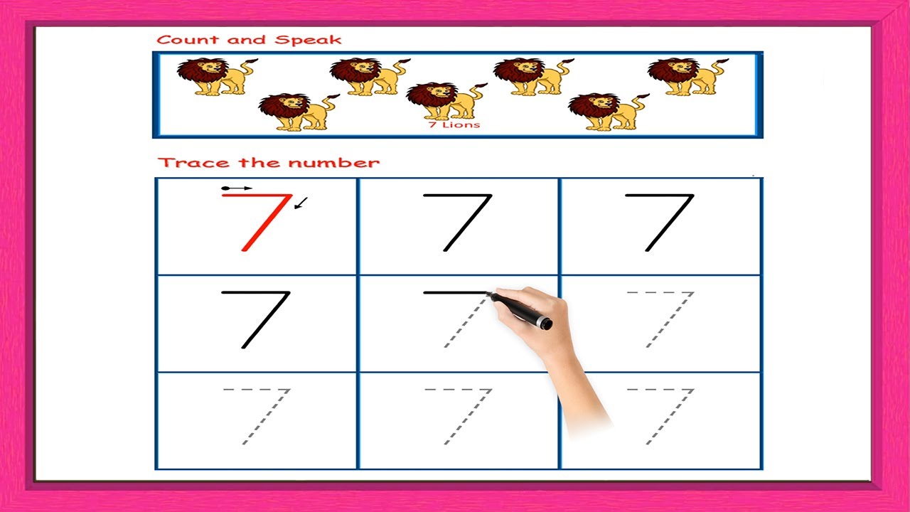How to write Number 7 | Tracing | How to write numbers | Tracing Numbers Worksheets | Preschool