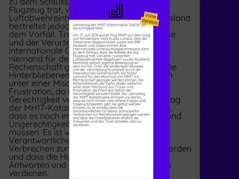 17.07.2024 - Jahrestag der MH17-Katastrophe: Gefühl der Gerechtigkeit fehlt...