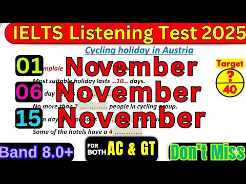 REAL LISTENING IELTS PRACTICE TEST 01 NOVEMBER, 06 & 15 NOVEMBER 2025 WITH ANSWERS | IELTS LISTENING