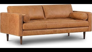 🛋️ Best Mid-Century Leather Sofa! | POLY & BARK Cognac Tan Brown Leather Couch Review