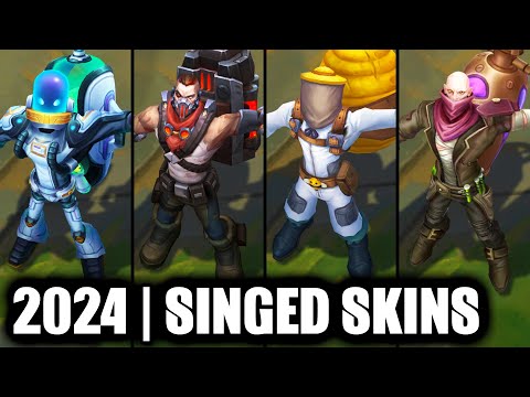 ALL SINGED SKINS SPOTLIGHT 2024 - Arcane Shimmer Lab Singed Newest Skin | League of Legends