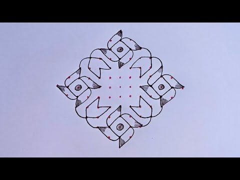 13*1 dots rangoli|simple and easy flowers rangoli|BY THULASI CREATIVE RANGOLI 