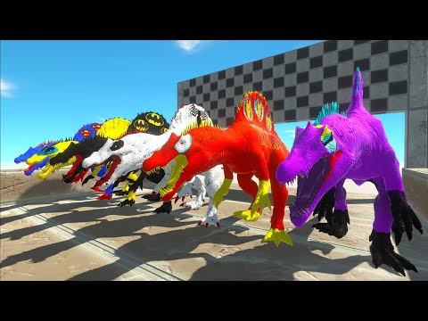 Spinosaurus DC vs Marvel Superhero Hunting found Jurassic world evolution - Dinosaurs Race Champions