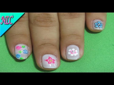 4 FLORES  MUY FÁCIL de HACER – CÓMO PINTAR FLORES – FLOWERS nail art – NLC