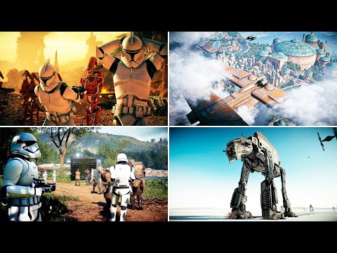 All Map Intro and Ending Scenes in Star Wars Battlefront 2 Galactic Assault